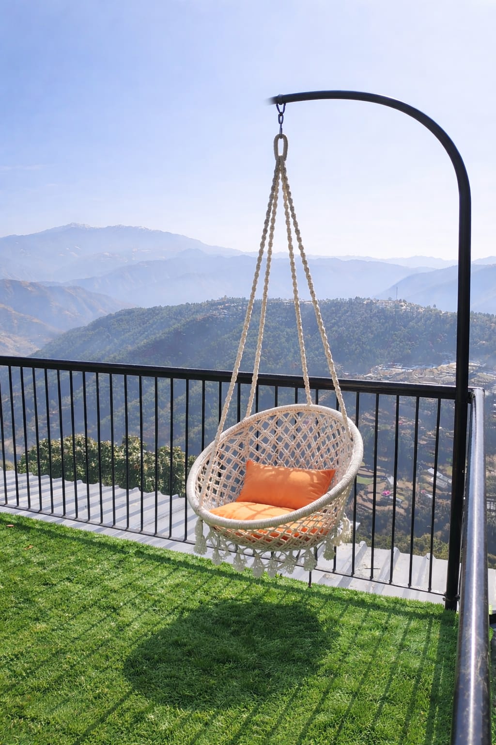 Balcony swing with valley views
